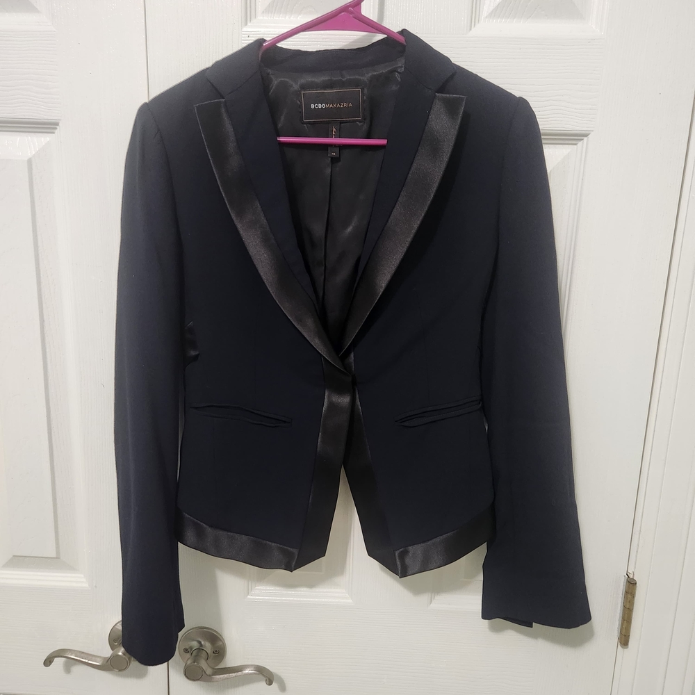 BCBGMaxAzria Black Blazer with Satin Accents